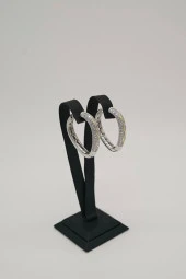 Zirkon Taşlı Halka Çelik Küpe - 4