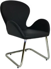 Bürocci Roberta Kromajlı Z Ayaklı Misafir Koltuğu-Siyah Deri-2069J0101 - 1