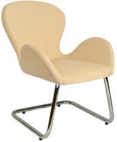 Bürocci Roberta Kromajlı Z Ayaklı Misafir Koltuğu-Krem Deri-2069J0115 - 1