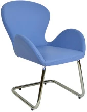 Bürocci Roberta Kromajlı Z Ayaklı Misafir Koltuğu-Mavi Deri-2069J0119 - 1