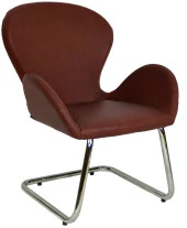 Bürocci Roberta Kromajlı Z Ayaklı Misafir Koltuğu-Kahverengi Deri-2069J0121 - 1