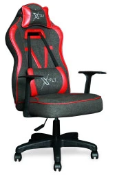 XFLY Vendetta Oyuncu Koltuğu Kırmızı Deri Gri Keten Kumaş Sabit Mekanizmalı Sandalye - 1509B0511 - 2