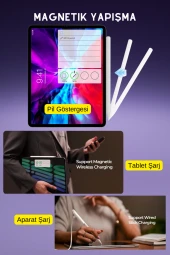 iPad 10.9 inç 10. Nesil Uyumlu Manyetik ve Kablosuz Şarj Olabilen Stylus Bluetooth Tablet Kalemi - 3