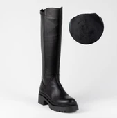 Kadın Hakiki Deri Geniş Konçlu Streç Çizme thumbnail 3