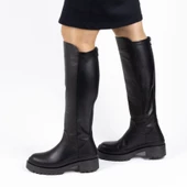 Kadın Hakiki Deri Geniş Konçlu Streç Çizme thumbnail 1