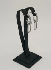 Zirkon Taşlı Zincir Model Gümüş Renk Çelik Küpe - 1