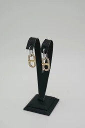 Zirkon Taşlı Zincir Model Gold Renk Şans Çelik Küpe - 3