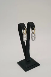 Zirkon Taşlı Zincir Model Gümüş Renk Şans Çelik Küpe - 4