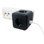 Priz Küp Akım Korumalı Isıya Dayanıklı Termal Çocuk Korumalı 3 Priz Girişli 3 USB Girişli Küp Priz - 8
