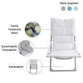 T.Concept Konforlu Katlanabilir, Yıkanabilir Kılıf, Metal Kamp Sandalye Gri Renk - 2
