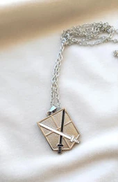 Kolye Titan Serisi Alaşım Kolye Anime Takı Aksesuar Gri Renk - 1