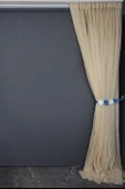 KETEN SİMLİ MODEL GOLD RENK TEK KANAT Hazır dikilmiş Pileli Fon Perde 300*260 cm thumbnail 9