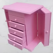 Hobi Dekoratif 90377 Takı Şifonyer 5Çekmece Parlak Pembe Lake Boya El Yapım - 1