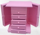 Hobi Dekoratif 90377 Takı Şifonyer 5Çekmece Parlak Pembe Lake Boya El Yapım - 6