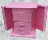 Hobi Dekoratif 90377 Takı Şifonyer 5Çekmece Parlak Pembe Lake Boya El Yapım - 7