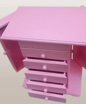 Hobi Dekoratif 90377 Takı Şifonyer 5Çekmece Parlak Pembe Lake Boya El Yapım - 9