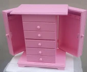 Hobi Dekoratif 90377 Takı Şifonyer 5Çekmece Parlak Pembe Lake Boya El Yapım - 10