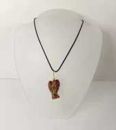 Kolye Melek Doğal Taş Mavi Goldstone El İşi Tel Sarma Tasarım Çakra Charm Takı Kadın Kız Örgü - 1