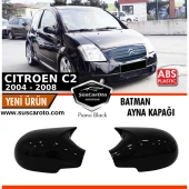 Citroen C2 2004-2008 Uyumlu Batman Yarasa Ayna Kapağı Piano Black ABS Plastik - 1