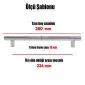Mobilya Mutfak Çekmece Dolap Kapak Kulpu Kulbu 224 mm İnox Metal Kulp thumbnail 2