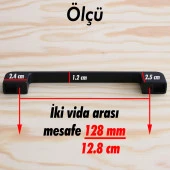 Mobilya Kulp Mutfak Dolabı Çekmece Dolap Kulpları Kapak Kulpu Kulbu Siyah 128 mm Metal - 4