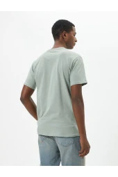 Slogan Baskılı Tişört Slim Fit Bisiklet Yaka Kısa Kollu Pamuklu thumbnail 4