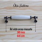 Porselen Füme Beyaz 96 mm Kulp Mobilya Mutfak Kulplar Dolabı Dolap Kapak Kulpu Çekmece Kulbu thumbnail 3