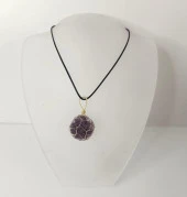 Kolye Ametist Doğal Taş El İşi Tel Sarma Örgü Tasarım Çakra Charm Takı Kadın Kız thumbnail 1