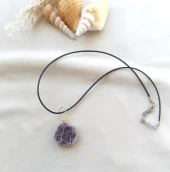 Kolye Ametist Doğal Taş El İşi Tel Sarma Örgü Tasarım Çakra Charm Takı Kadın Kız thumbnail 3