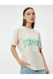 Kolej Tişört Rahat Kalıp Kısa Kollu Bisiklet Yaka Pamuklu thumbnail 1