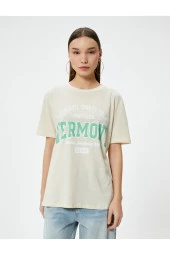 Kolej Tişört Rahat Kalıp Kısa Kollu Bisiklet Yaka Pamuklu thumbnail 3