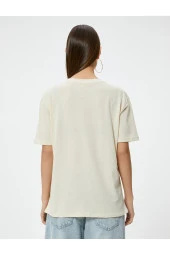 Kolej Tişört Rahat Kalıp Kısa Kollu Bisiklet Yaka Pamuklu thumbnail 4