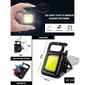 30 Ledli Mini El Feneri 4 Modlu Flash Çok Amaçlı Anahtarlık Su Geçirmez Şarjlı Mıknatıslı Led Işık Fonksiyonel Kamp Cep Işığı 1000 Lümen - 5