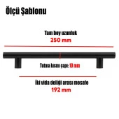 Mobilya Mutfak Çekmece Dolap Kapak Kulpu Kulbu 192 mm Mat Siyah Metal Kulp thumbnail 2
