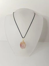 Kolye Doğal Taş El İşi Tel Sarma Tasarım Çakra Charm Takı Kadın Kız Örgü - 1