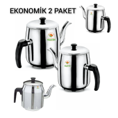 Ulutaş Bakalit Sap Kahveci Demlik No 3 , Çay kazanı çelik kahveci demliği 4 Adet A++ SAFİR ÇAY KAZANLARI - 2