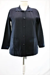 2530 Taş Detaylı Düğmeli Çelik Örgü Triko Hırka - 2