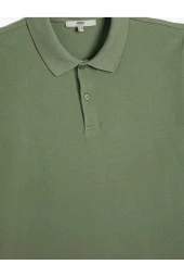 Polo Yaka Tişört Slim Fit Düğmeli Kısa Kollu thumbnail 3