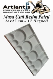 Masa Üstü Resim Paleti 1 Adet 17 Hazneli Boya Paleti 16X27 cm Sanatsal Boyalar İçin Palet Akrilik Boya Yağlı Boya Guaj Boya - 1