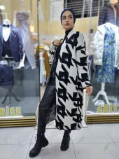 4002 Kazayağı Desenli Uzun Hırka - 2