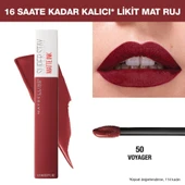 Maybelline New York Super Stay Matte Ink Likit Mat Ruj, 50 Voyager, Bordo, 5 ml - 4