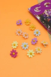 Çocuk Tokası 10 Adet Renkli Papatyalı Mandal Toka thumbnail 1