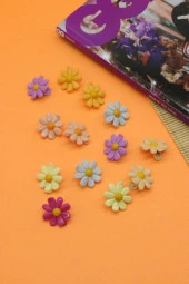 Çocuk Tokası 10 Adet Renkli Papatyalı Mandal Toka thumbnail 2