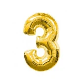 3 Rakam Altın Folyo Balon 32 inc 72 cm - 1