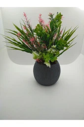 DDS-302 Büyük Boy Saksıda Yapay Çiçek Aranjman , Taş Yosunlu , Gerçekci Görünüm Yeni Trend - 1
