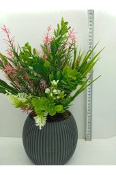 DDS-302 Büyük Boy Saksıda Yapay Çiçek Aranjman , Taş Yosunlu , Gerçekci Görünüm Yeni Trend - 3