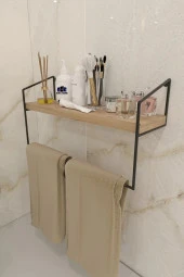 Ahşap Metal Havluluk Banyo Mutfak Düzenleyici El Havluluğu Havlu Askısı - 1