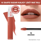 Maybelline New York Super Stay Matte Ink Likit Mat Ruj, 70 Amazonian, Kahverengi, 5 ml - 4