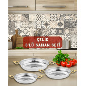 Otantik 3'lü Çelik Omlet Sahan Seti - 1