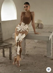 Lucky Life Mikro Kumaş Yırtmaç Ve Desen Detaylı Elbise thumbnail 2